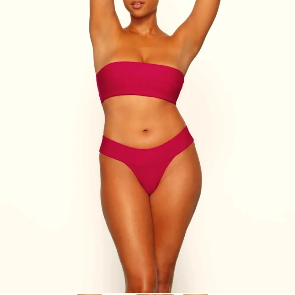 NWT SKIMS KNIT SWIM CHEEKY BIKINI BOTTOM MAGENTA 2X